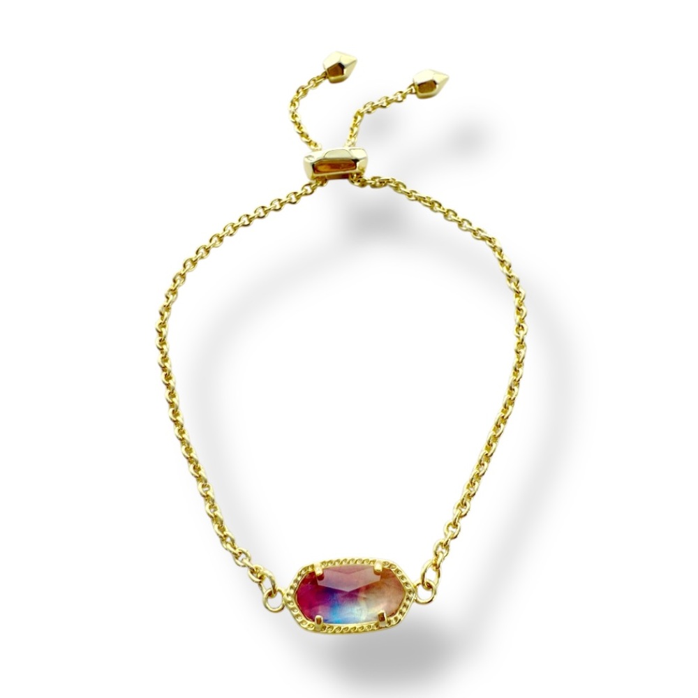 Kendra Scott Elaina Adjustable Bracelet in Watercolor, Gold-Plated.